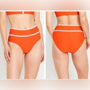 High-Waisted Orange Bikini Bottoms